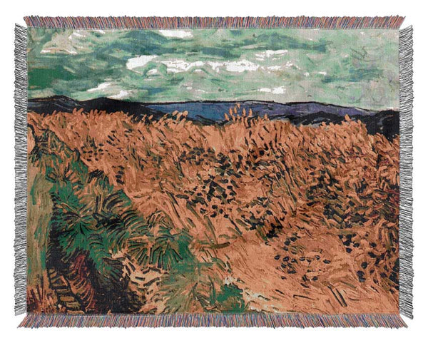 Van Gogh Wheat Field With Cornflowers Woven Blanket