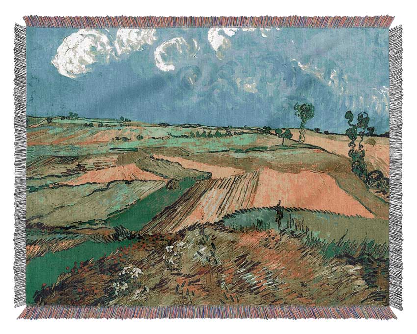 Van Gogh Wheat Fields At Auvers Under Clouded Sky Woven Blanket