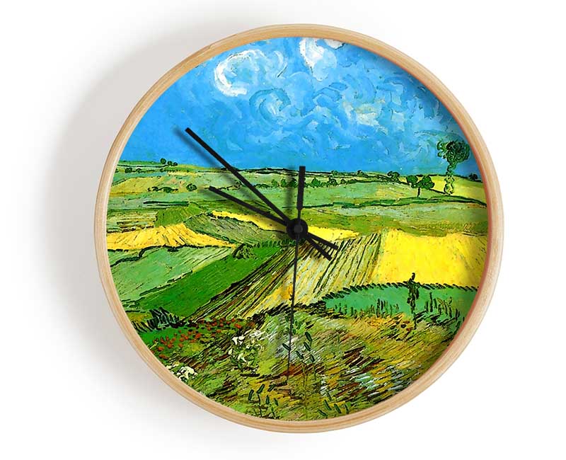 Van Gogh Wheat Fields At Auvers Under Clouded Sky Clock - Wallart-Direct UK