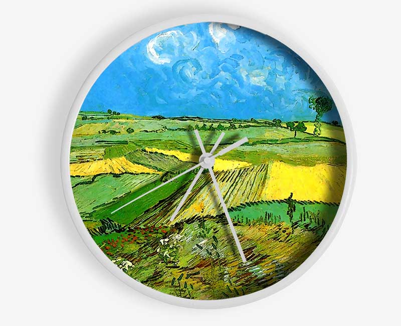 Van Gogh Wheat Fields At Auvers Under Clouded Sky Clock - Wallart-Direct UK