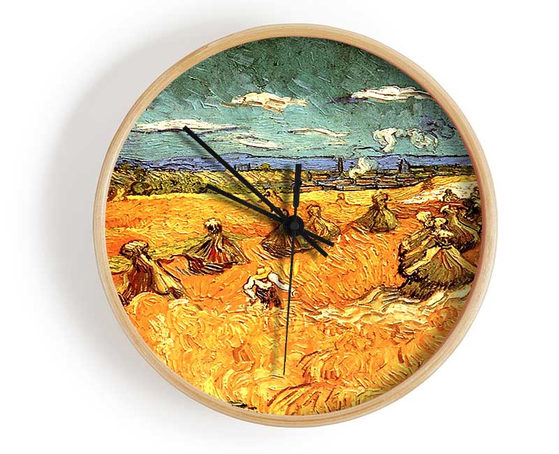 Van Gogh Wheat Stacks With Reaper Clock - Wallart-Direct UK
