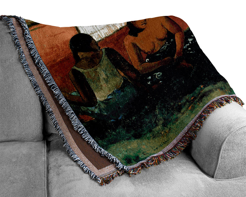 Gauguin Why Are You Angry Woven Blanket