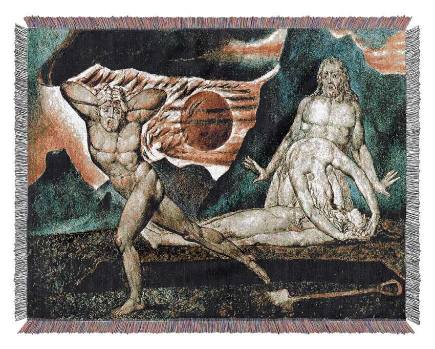 William Blake The Body Of Abel Woven Blanket