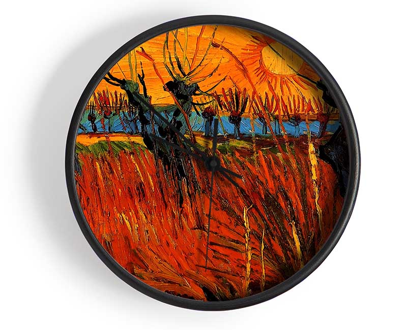 Van Gogh Willows At Sunset Clock - Wallart-Direct UK