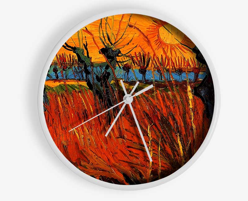 Van Gogh Willows At Sunset Clock - Wallart-Direct UK