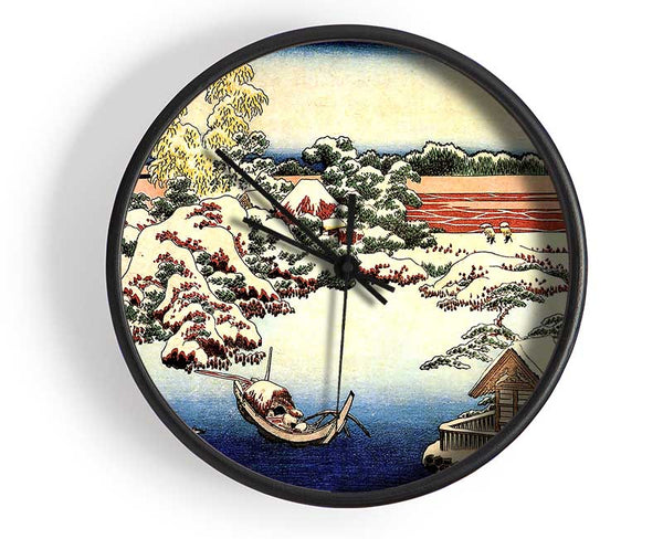 Hokusai Winter Landscape Of Suda Clock - Wallart-Direct UK