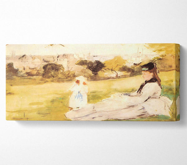 Morisot Frau und Kind sitzen in einem Feld