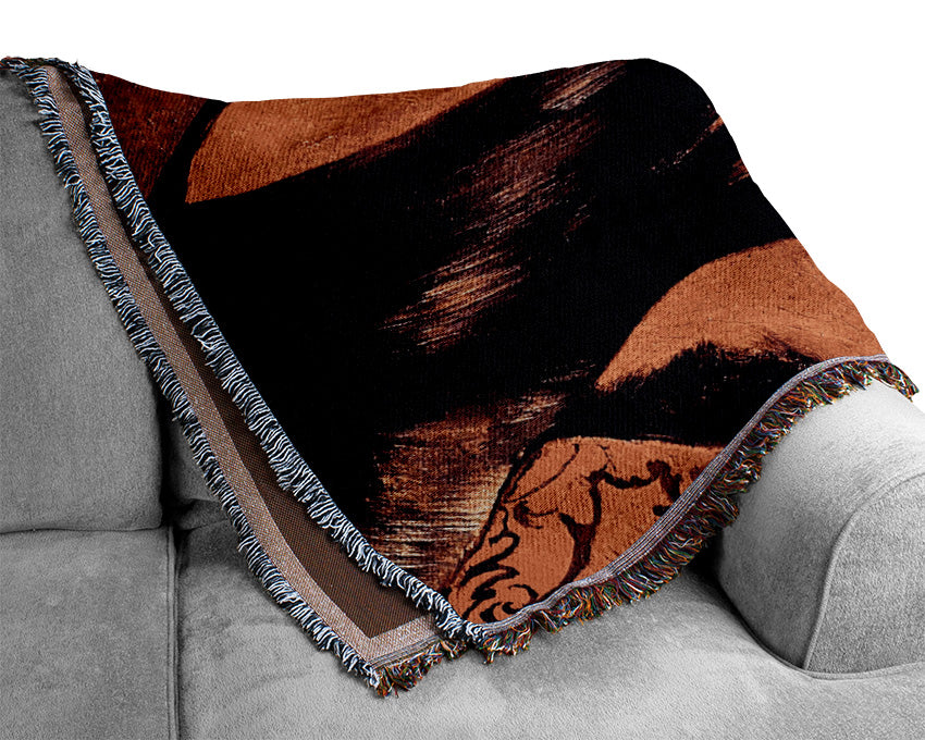 La Tour Womans Head In Profile Woven Blanket