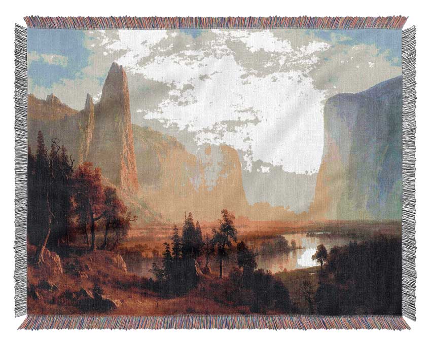 Yosemite Valley By Bierstadt Woven Blanket