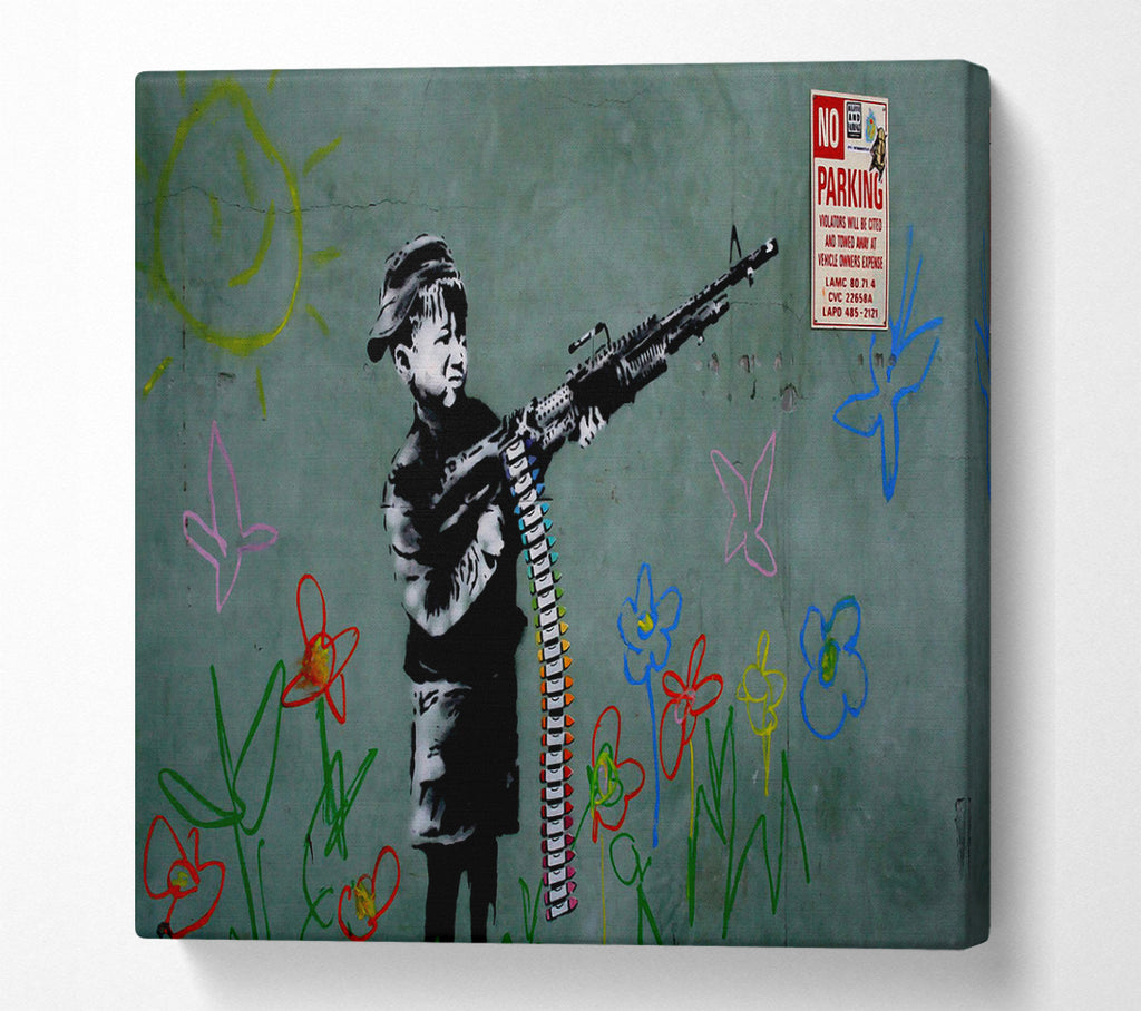 A Square Canvas Print Showing Traffic Warden Square Wall Art