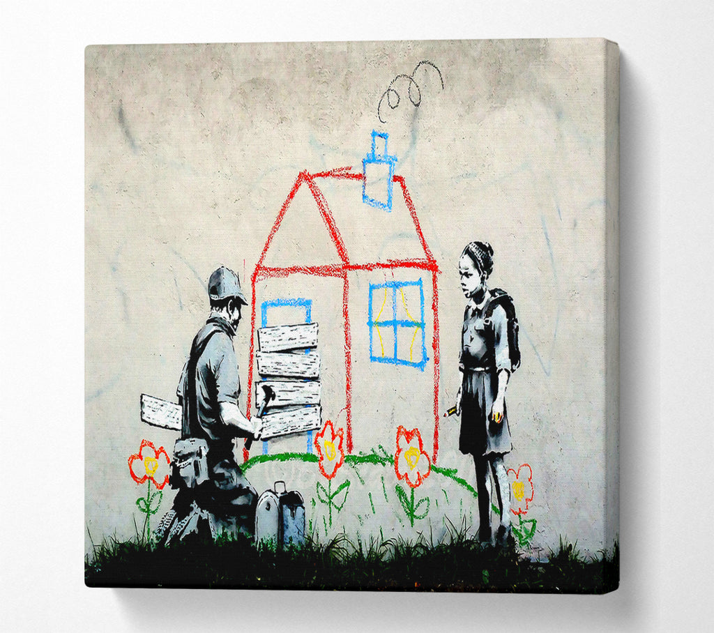 A Square Canvas Print Showing Volunteers Square Wall Art