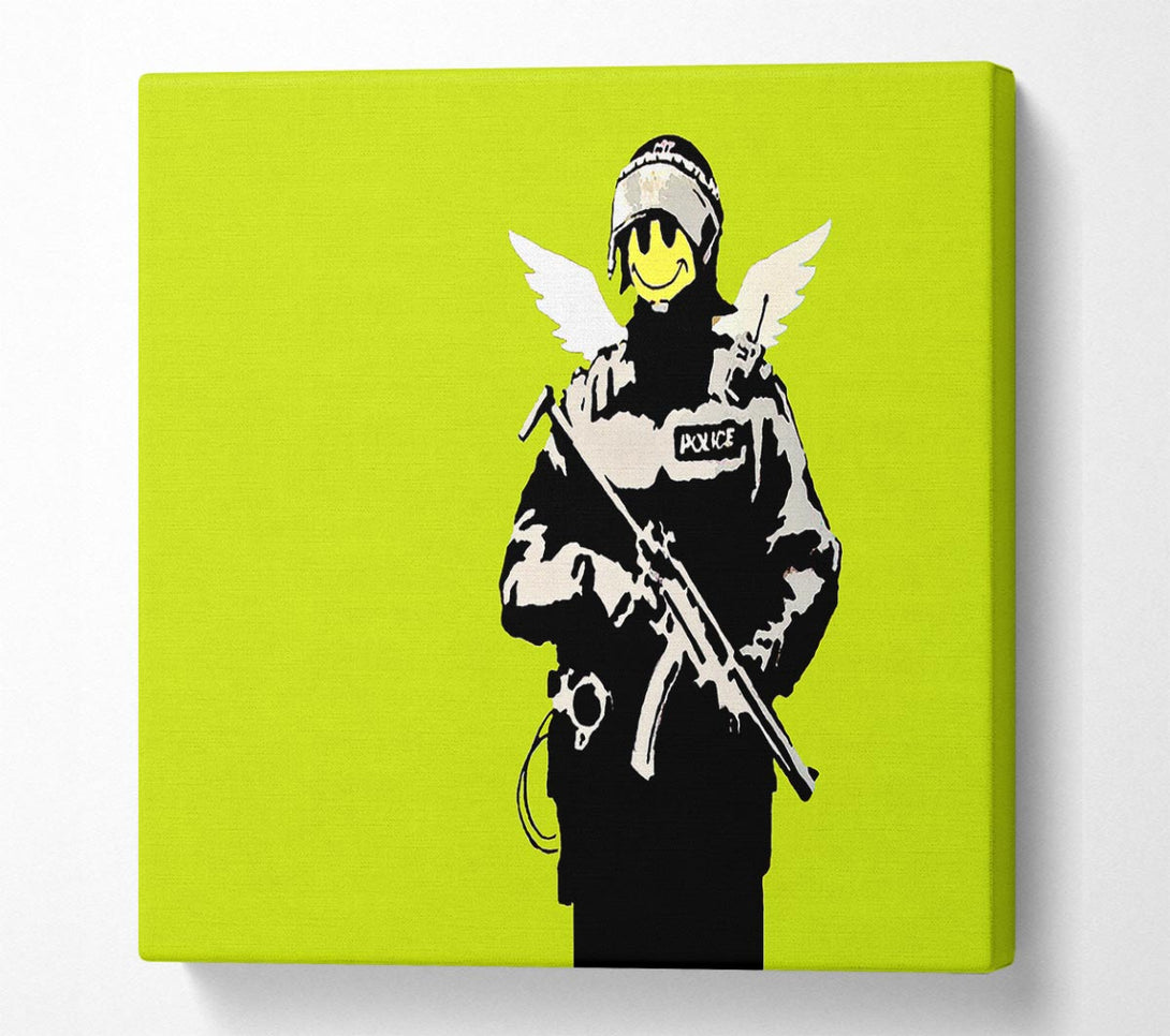 Picture of Angel Copper Lime Green Square Canvas Wall Art