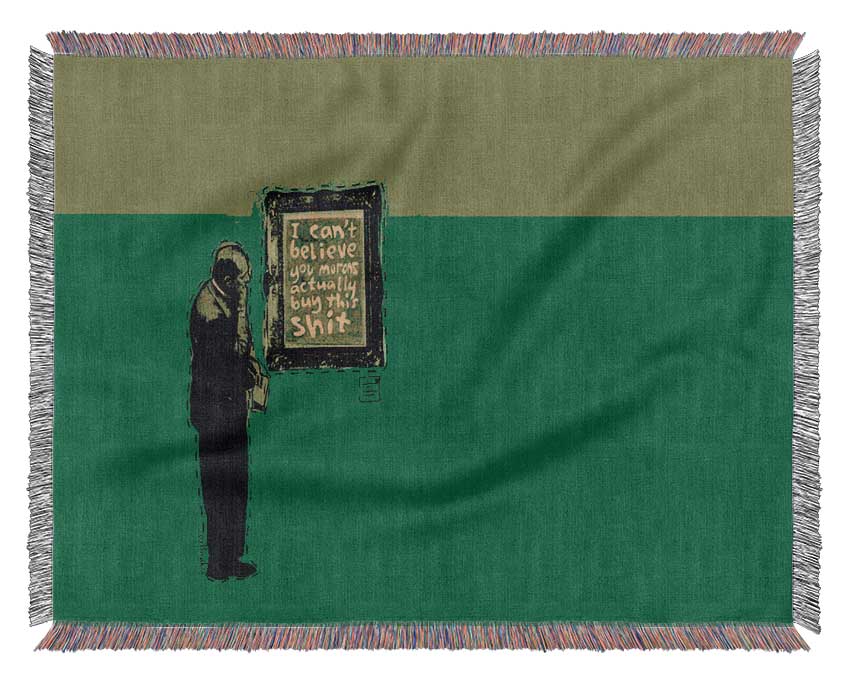 Art Auction Green Woven Blanket