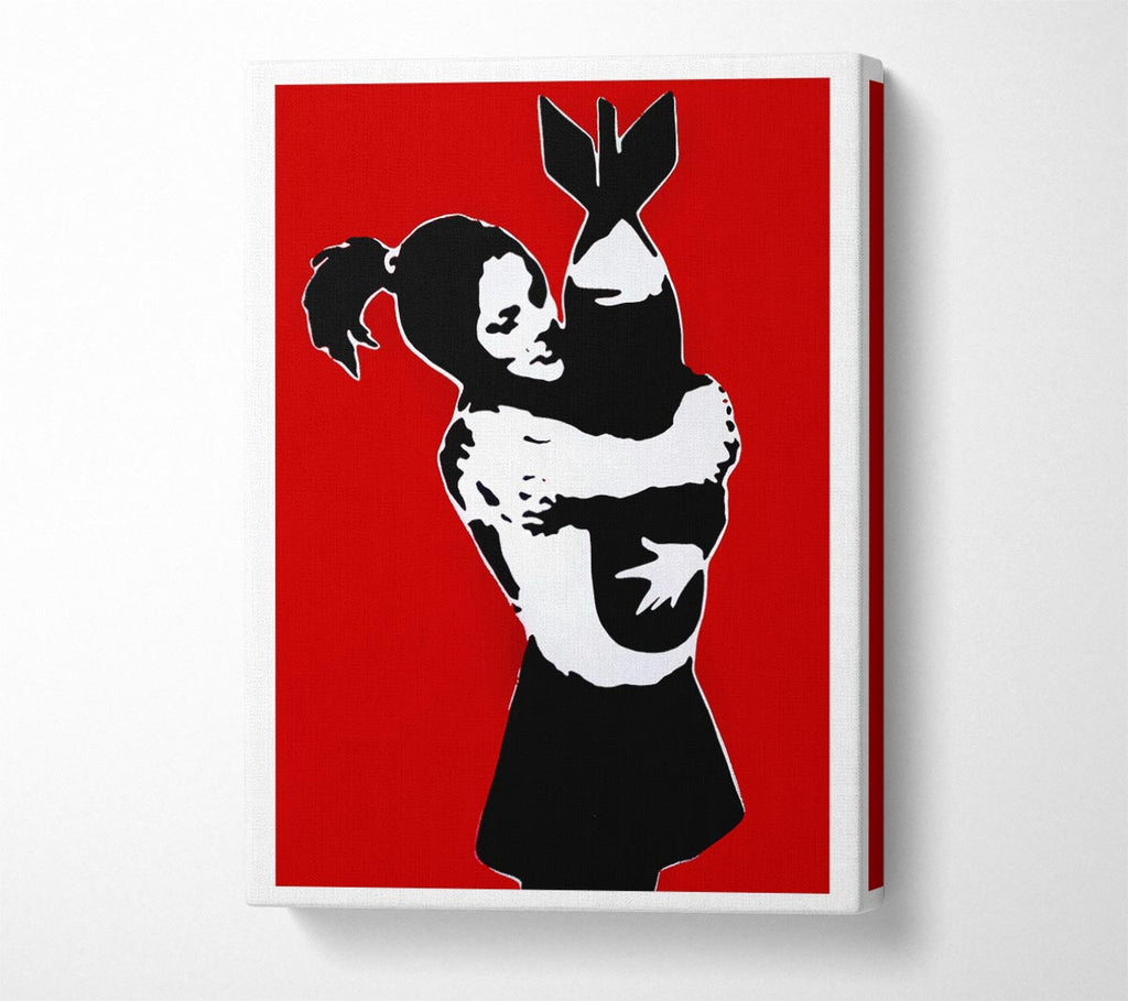 Picture of Bomb Hugger Girl Red Canvas Print Wall Art