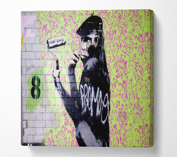 A Square Canvas Print Showing Chimp Artist Square Wall Art