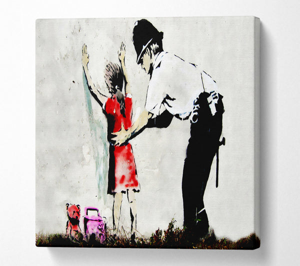 A Square Canvas Print Showing Copper Frisking Child Square Wall Art