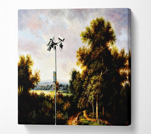 A Square Canvas Print Showing Countryside Cctv Square Wall Art