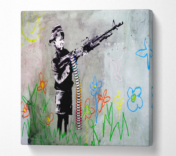 Picture of Crayon Gun Square Canvas Wall Art