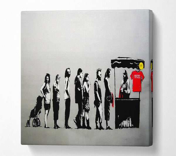A Square Canvas Print Showing Destroy Capitalism Square Wall Art