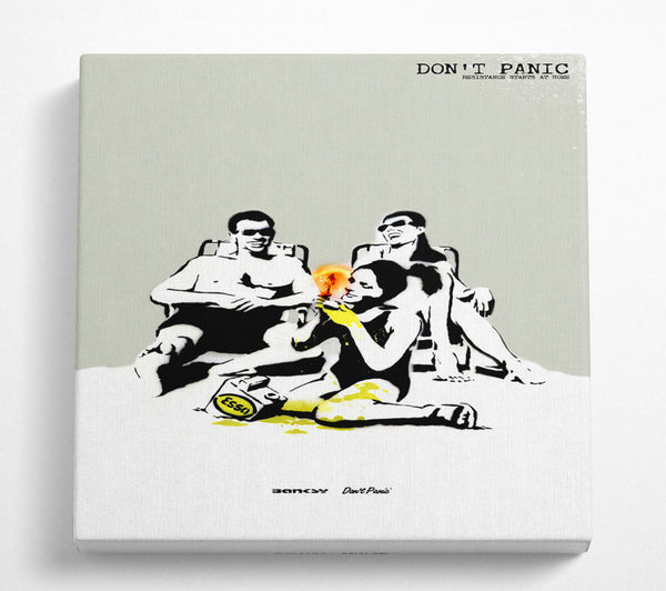 A Square Canvas Print Showing Dont Panic Square Wall Art