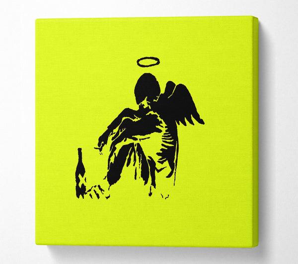 A Square Canvas Print Showing Fallen Angel Lime Square Wall Art