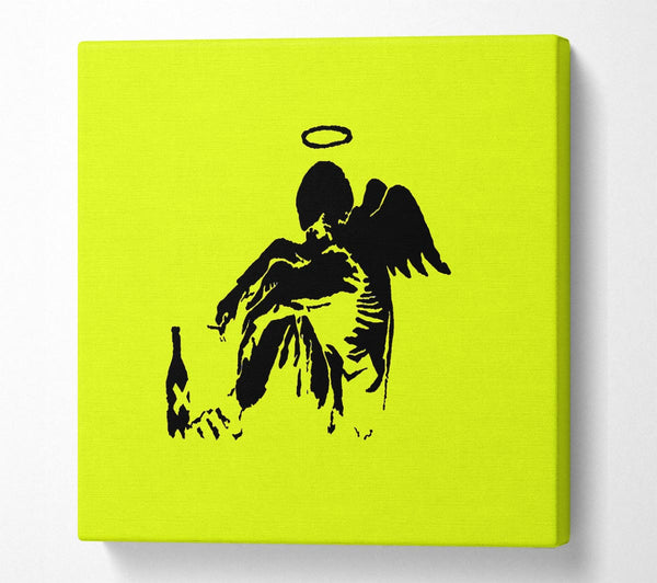 Picture of Fallen Angel Lime Square Canvas Wall Art
