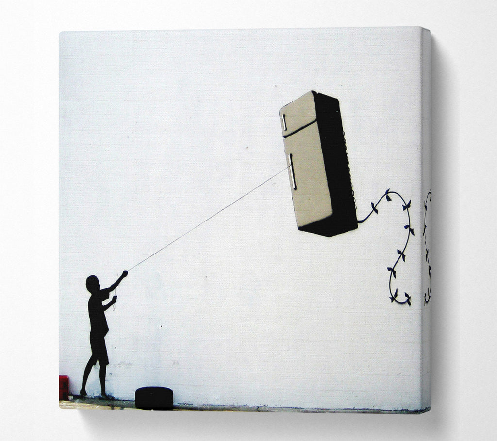 A Square Canvas Print Showing Fridge Kite Square Wall Art