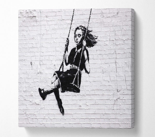 A Square Canvas Print Showing Girl On Swing Square Wall Art