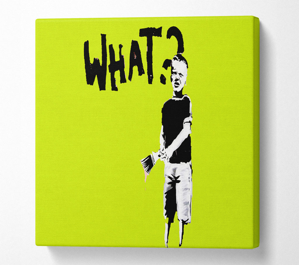 A Square Canvas Print Showing Graffiti Kid What Lime Square Wall Art