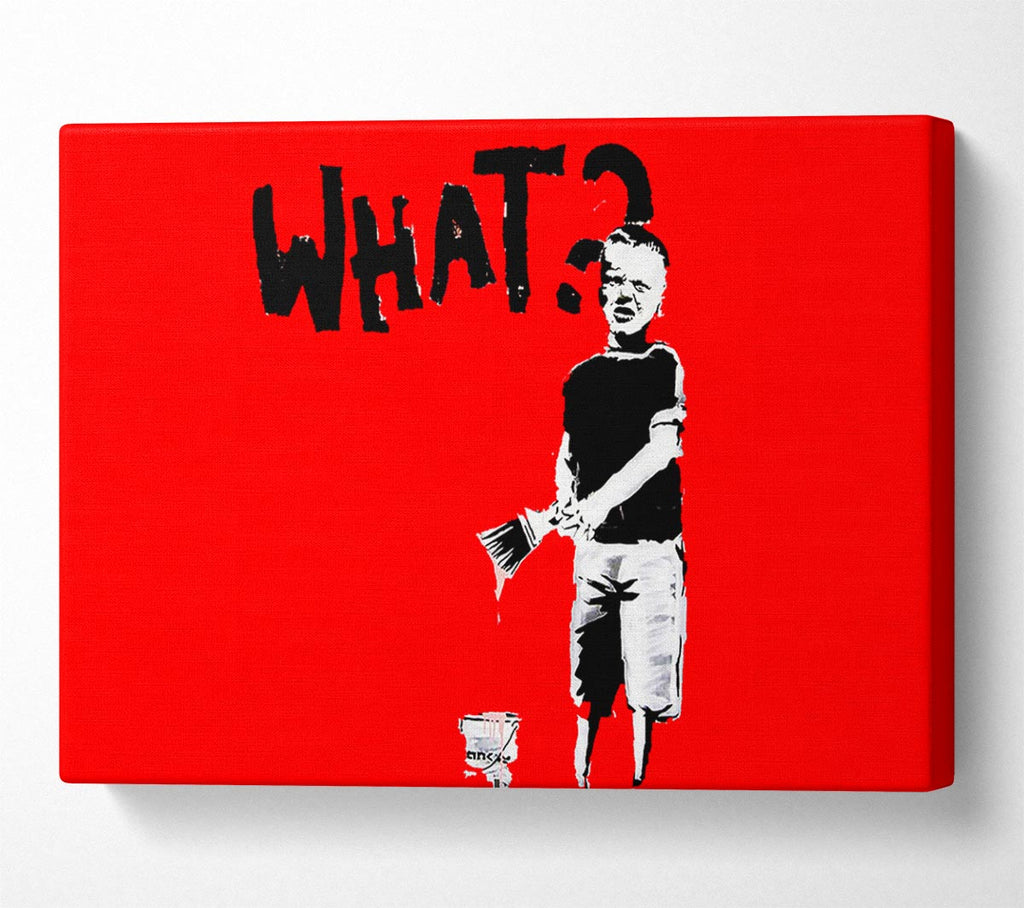 Picture of Graffiti Kid What Red Canvas Print Wall Art