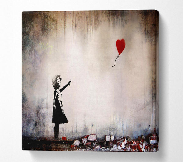 Picture of Heart Balloon Square Canvas Wall Art