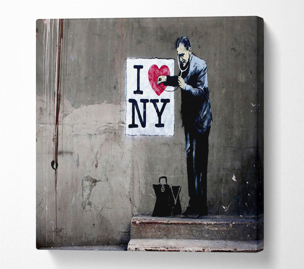 A Square Canvas Print Showing Heart Beat Of New York Square Wall Art