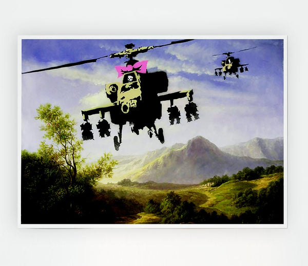 Helicopter Bow Print Poster Wall Art