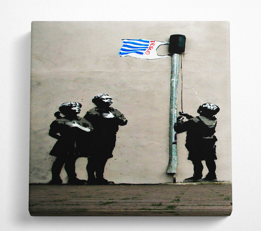 A Square Canvas Print Showing Homage To The Tesco Flag Square Wall Art