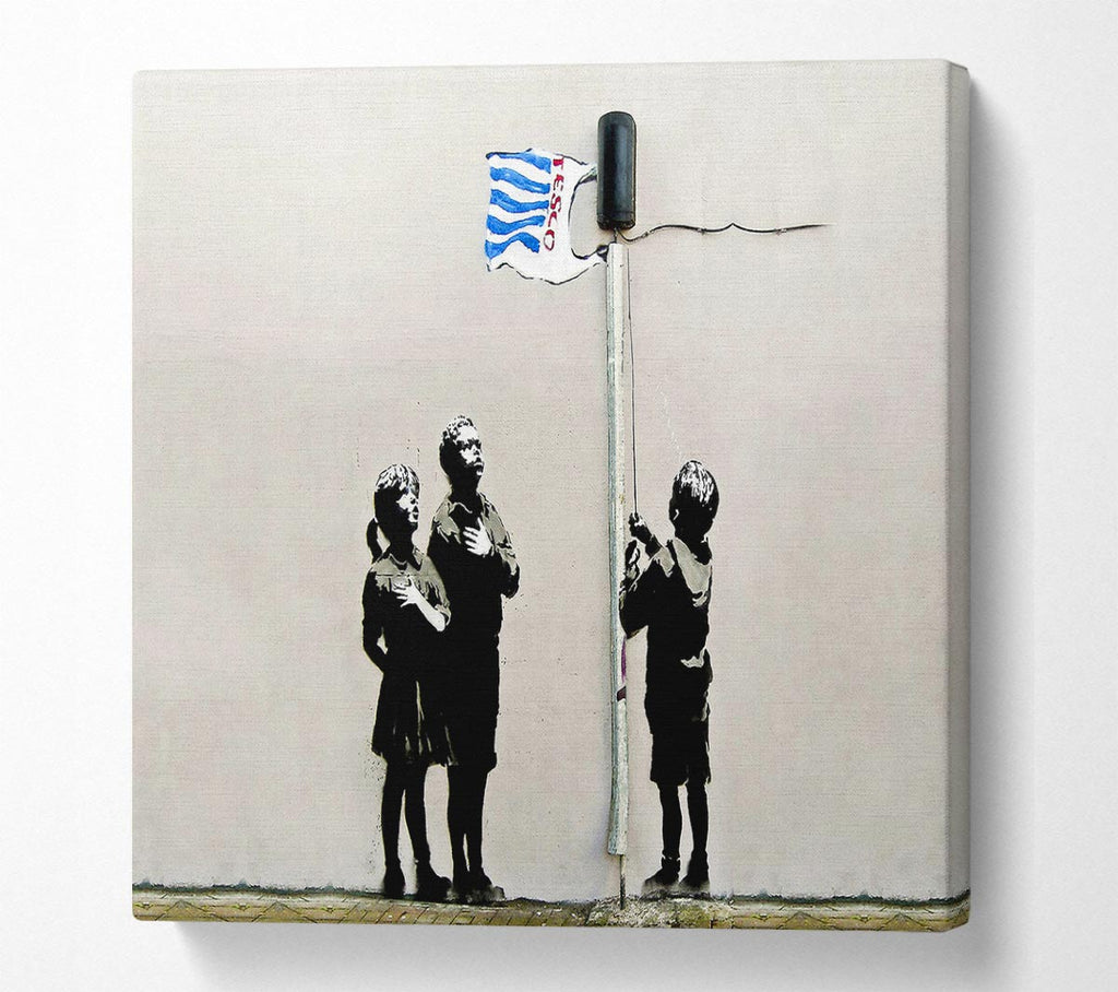 Picture of Homage To The Tesco Flag Landscape Square Canvas Wall Art