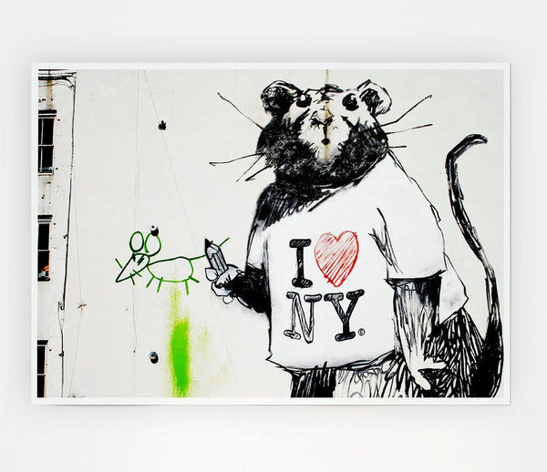 I Love New York Rat Print Poster Wall Art