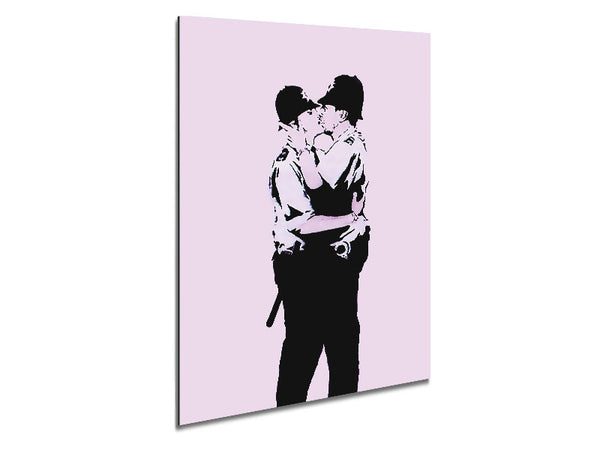Kissing Coppers Pink Metal Print