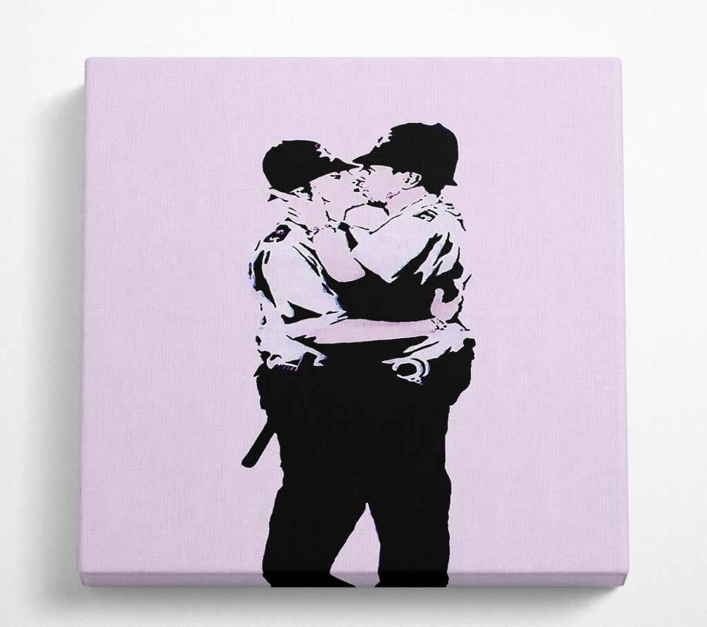 A Square Canvas Print Showing Kissing Coppers Pink Square Wall Art