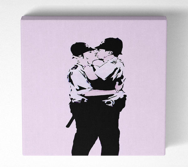 Picture of Kissing Coppers Pink Square Canvas Wall Art