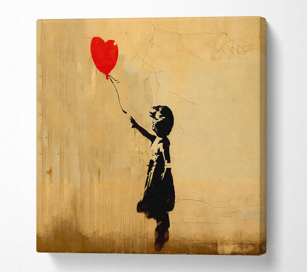 Picture of Love Heart Balloon Left Square Canvas Wall Art