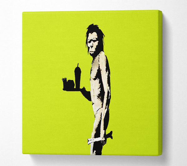 Picture of Mcdonalds Caveman Lime Square Canvas Wall Art