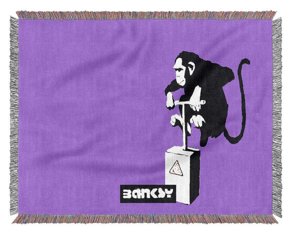 Monkey Detonator Purple Woven Blanket