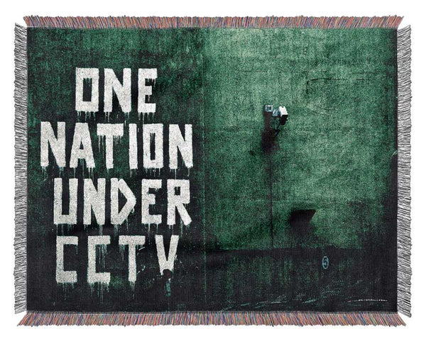 One Nation Under Cctv Green Woven Blanket