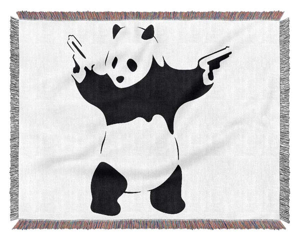 Panda Guns Woven Blanket