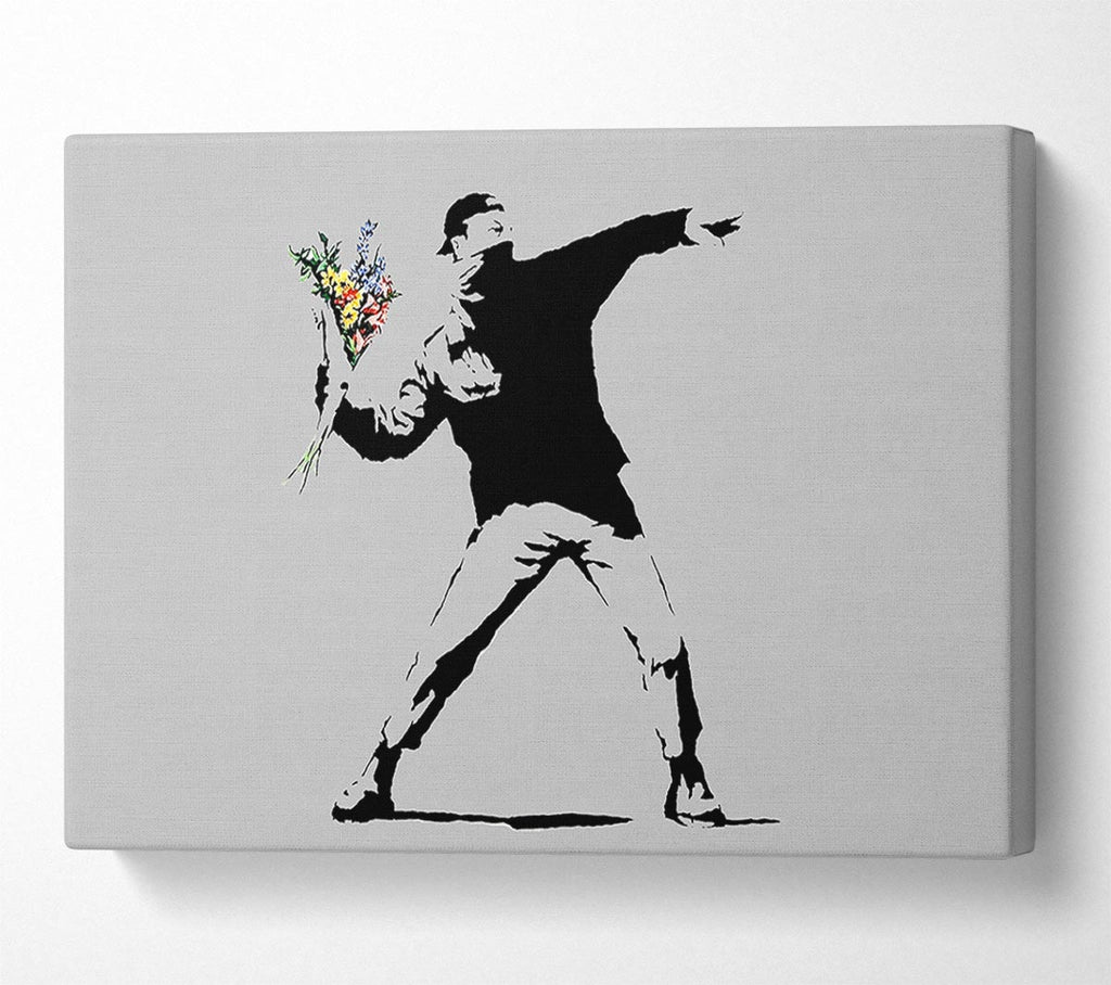 Picture of Peaceful Warrior Grey Canvas Print Wall Art