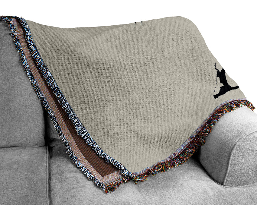 Peaceful Warrior Grey Woven Blanket