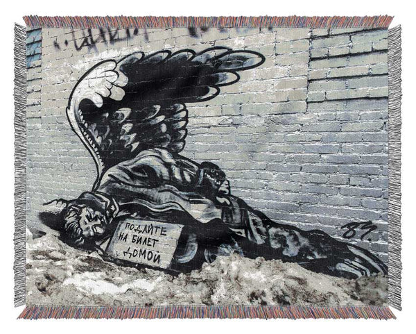 Russian Banksy Woven Blanket