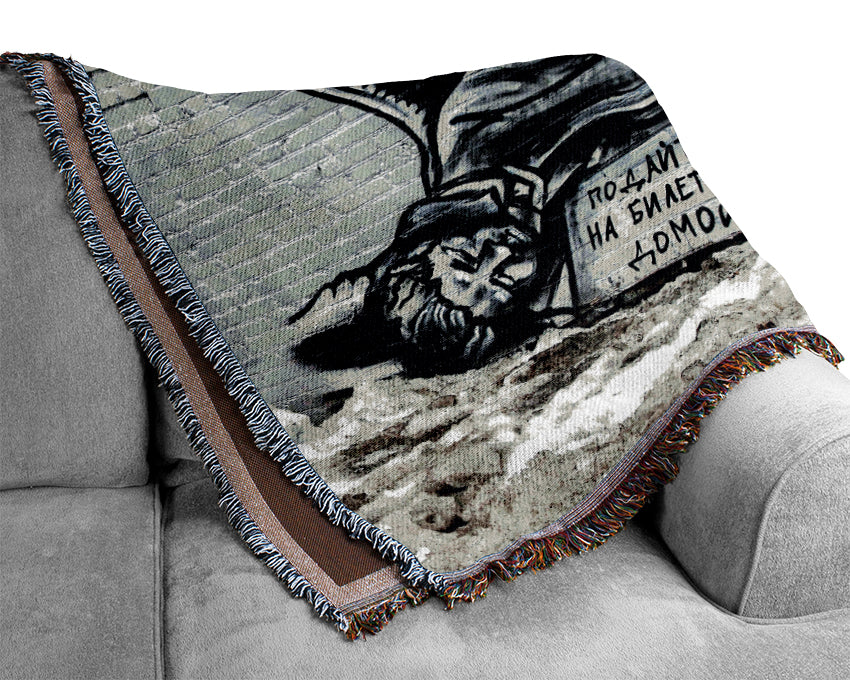 Russian Banksy Woven Blanket