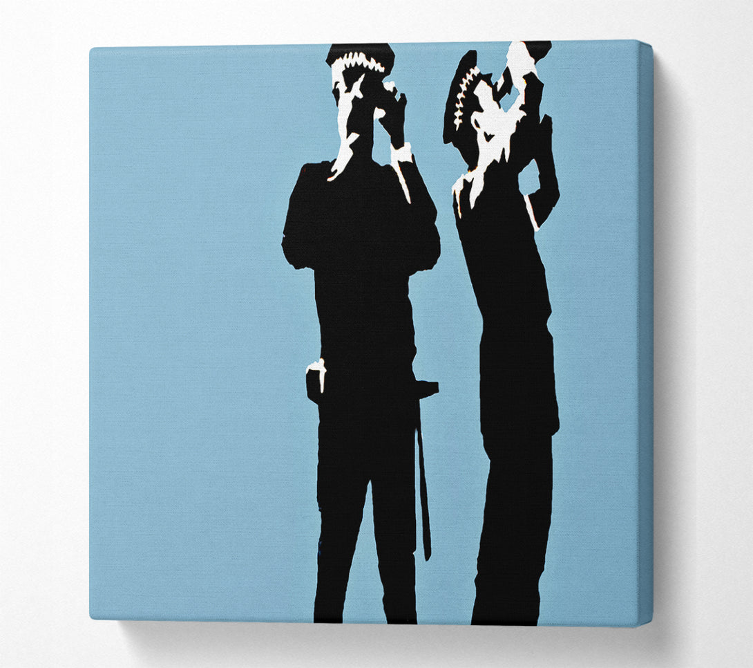 A Square Canvas Print Showing Searching Constables Blue Square Wall Art