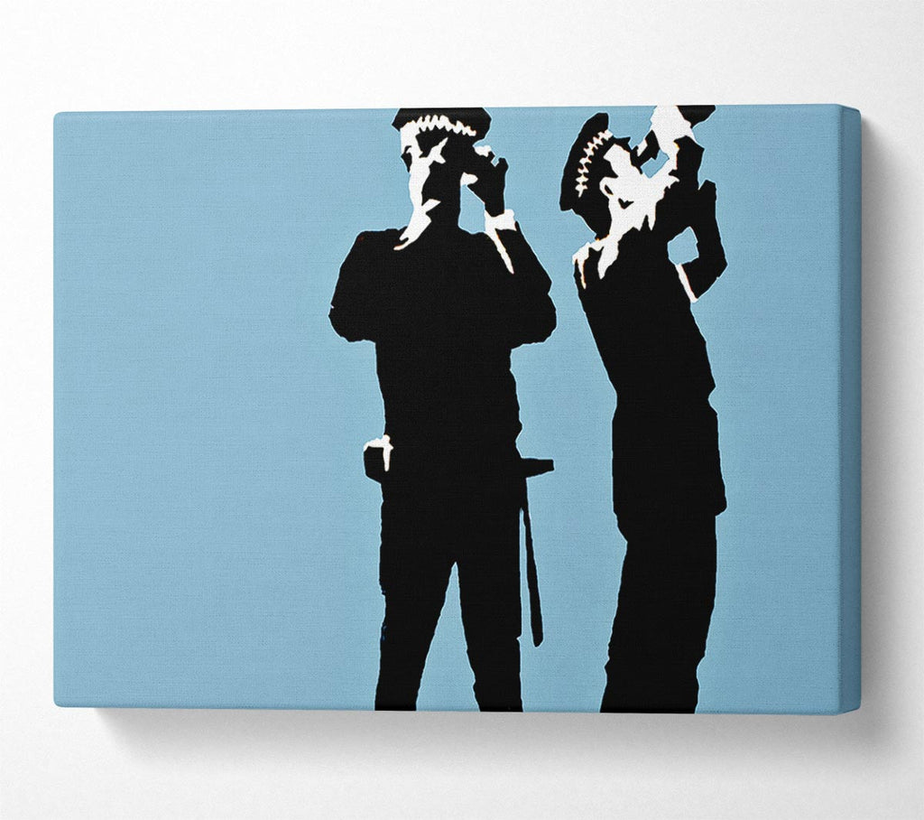 Picture of Searching Constables Blue Canvas Print Wall Art